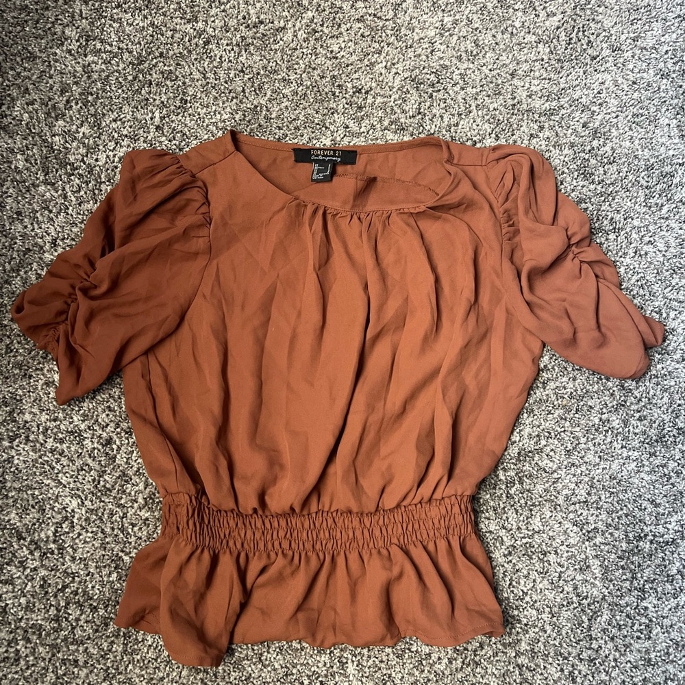 Forever 21 Rust Ruched Blouse